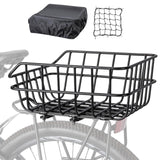 CXWXC Rear Bike Basket - Bicycle Rear Basket with Cargo Net and Waterproof Cover - Rear Mount Aluminium Bike Basket Large Capaci