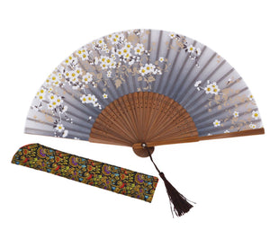 Amajiji Charming Elegant Modern Woman Handmade Bamboo Silk 8.27 (21cm) Folding Pocket Purse Hand Fan, Collapsible Transparent 