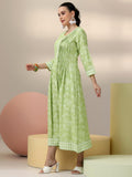 Libas Women'S Cotton A-Line Midi Dress (37226_Green Green 2Xl