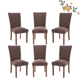 Parsons Dining Chairs Set of 6, Upholstered Nailhead Dining Room Kitchen Side Chair with Thick Cushions and Wood Legs, Brown