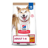 Hill's Science Diet Adult 1-6, Adult 1-6 Premium Nutrition, Dry Dog Food, No Corn, Wheat, Soy Chicken & Brown Rice, 15 lb Bag