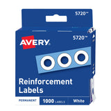 Avery Hole Reinforcements, White, 1000/Pack, PK AVE05720