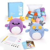 Crochet Kit for Beginners: 2 PCS Axolotl Crochet Kit, Create Your First, Include Hook, Soft Yarn, and Accessories, Starter DIY C