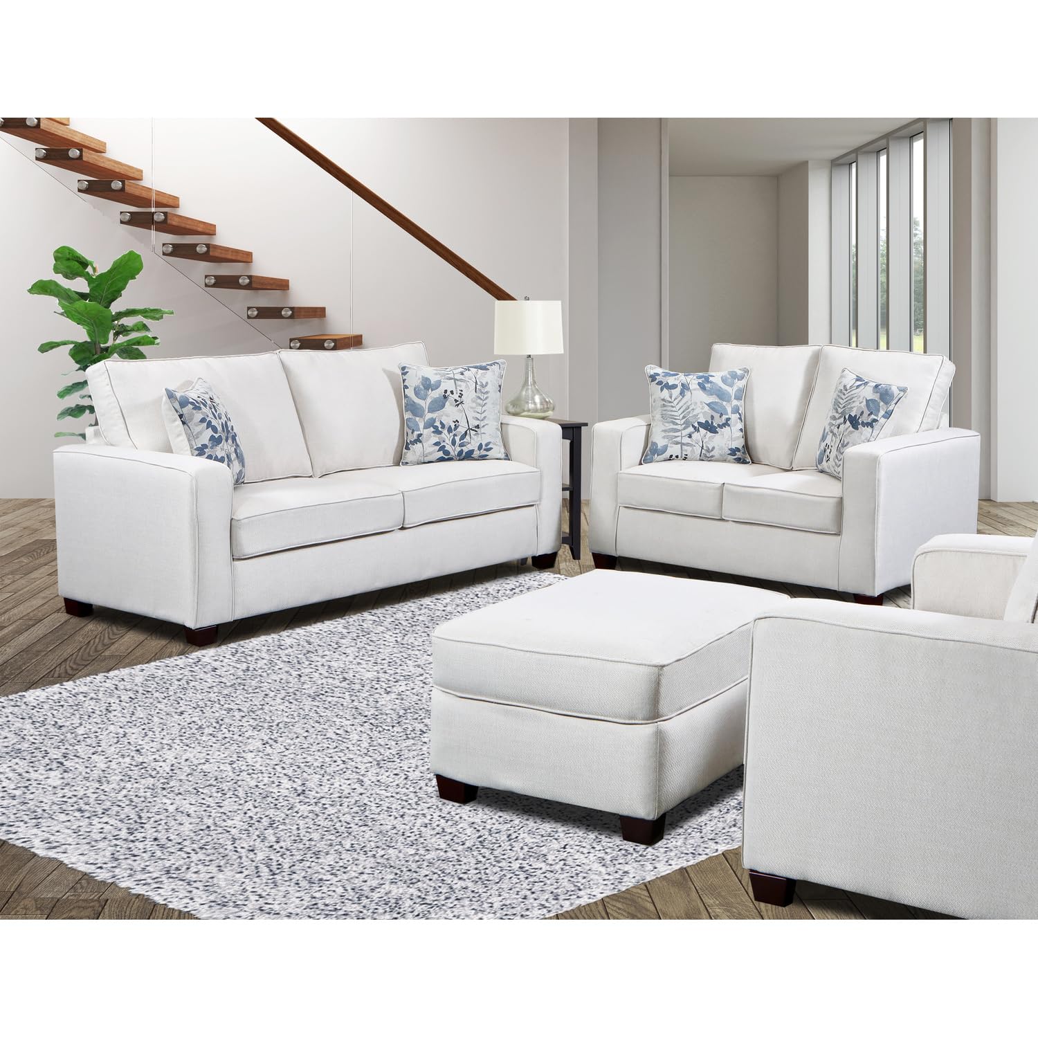 American Furniture Classics Relay Mist 4-Piece Set With Sleeper Sofas, Soft Washed Cream Tweed