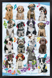 Trends International Keith Kimberlin - Puppies - Headphones Wall Poster, 14.725 x 22.375, Black Framed Version