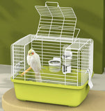 Portable Bird Travel Carrier Cage - 360 Full View Wire Carrier with Feeder & Water Cup for Cockatiels, Parakeets - Locking Door,