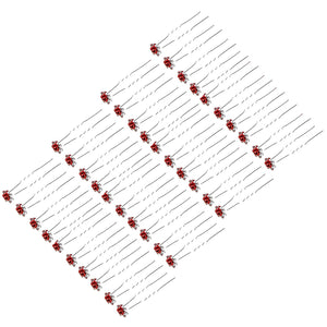 BETITETO 40 Pcs U-Shaped Flower Rhinestone Hair Pins Crystal Hair Accessories for Bridal Wedding Party Girls' Sweet Sixteen (Red