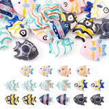 Boutigem 16Pcs Porcelain Ceramic Fish Beads Cute Cartoon Tropical Fish Porcelain Beads Colorful Marine Life Sea Animal Handmade 