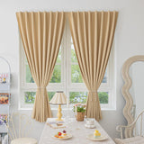 Jilron Magic Tape Stick on Curtains Blackout Curtains for Bedroom no Drillng Self Adhesive Curtain no Rod Small Window (Beige 35 W x 59 L) 2 Panels-New