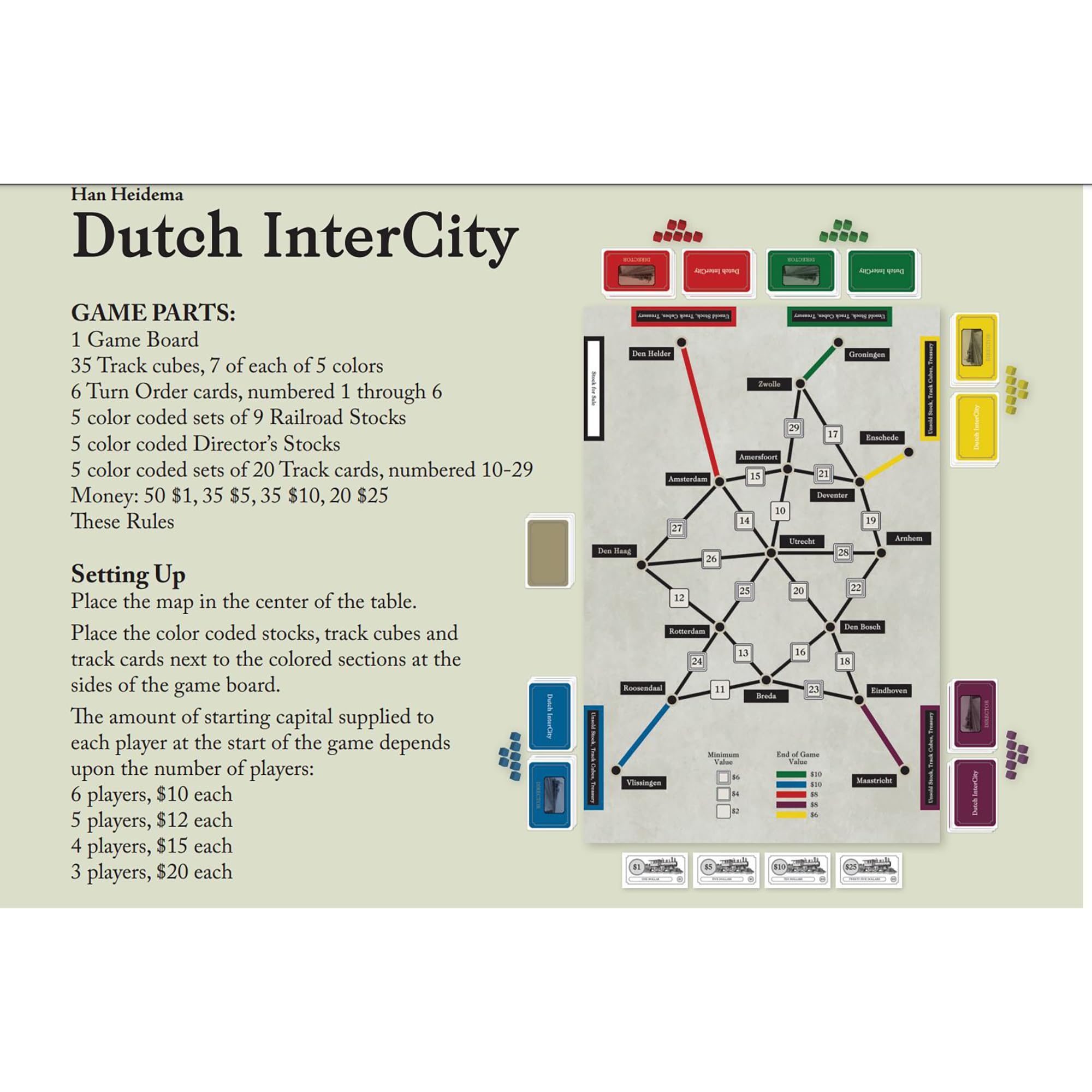 Rio Grande Games: Dutch Intercity - Stratgey Train Board Game, Build & Invest In Railroads Across The Netherlands, Ages 12+, 3-6