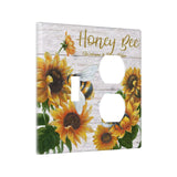 Sunflower Bee Oil Painting 1 Toggle/1 Duplex Outlet Wall Plate Covers Decorative Light Switch Cover 2 Gang Combination Switch Pl