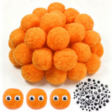 TOAOB 50pcs Large Pom Poms 2 Inch Golden Yellow Craft Pom Poms Fuzzy Pompoms Balls with Googly Wiggle Eyes for DIY Crafts Projec