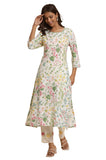 W Women White Floral Print Viscose A-Line Kurta_24FEW10592-121987_3XL