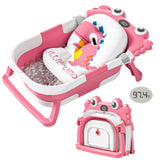Collapsible Baby Bathtub for Newborns with Thermometer and Soft Floating Cushion Portable and Foldable Travel Baby Girl Bath Tub