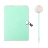 Biiange Plush Notebook, Plush Notebook with Lock, Faux Fur Secret Diary Lovely Notebook, for Girls Teens Fuzzy Journal Writing P