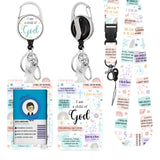 Christian Lanyards ID Badge, I am a Child of God ID Badge Holder with Retractable Reel Clip and Keychain, Heavy Duty Religious I