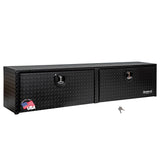Buyers Products 1721556 Black Aluminum Diamond Tread Topsider Truck Box With Drop Door, 88 x 13 x 16 Inch, Weather-Resistant, Lo