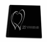 3dRose db_29618_2 Two Silver Hearts 25th AnniversaryMemory Book, 12 by 12Inch