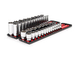 TEKTON 1/2 Inch Drive 6Point Socket Set with Rails, 46Piece (1032 mm) | SHD92207