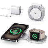 Charging Station for Apple Multiple Devices:2 in 1 Foldable Wireless Charger for Magnetic Wireless Charger Station Travel Chargi