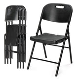 VINGLI Folding Chairs, Heavy Duty Foldable Chair Portable HDPE Plastic Seat with Steel Frame for Indoor Outdoor Dinning Party We