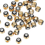 PATIKIL 5mm Enamel Evil Eye Beads, 50 Pcs Turkish Evil Eye Beads Gold Plated Evil Eye Charms Bulk Alloy Spacer Round Bead for DI
