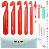 Hobekoee 43 Pcs Large Crochet Hooks Set,12mm 15mm 18mm 20mm 25mm Large Crochet Hooks for Chunky Yarn,Plastic Crystal Smooth Big 
