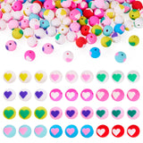 Polymer Clay Round Beads 8mm Handmade Round with Heart Pattern Loose Bead, Craftdady 100Pcs Colorful Cute Love Pony Beads for DI