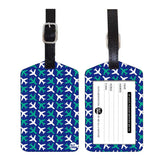 Nutcase Designer Luggage Travel Baggage Tags Set Of 2 With Name Card Inside Blue Plane Patterns