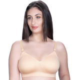 Trylo Women'S Cotton Lightly Padded Wire Free Regular Bra Beige,SKIN,40,B0969L5RN6