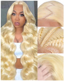 28 Inch 613 13x6 Lace Front Wig Human Hair 200 Density Body Wave Human Hair Wig 100% Real Human Hair Easily Stained Blend Minimu