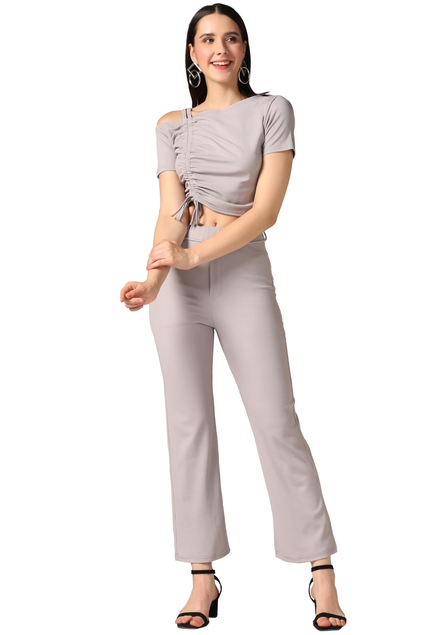 Toplot Co Ord Set For Women Solid Top And Bottom (Top-Pant-5138-Grey-L),Grey,,B0CGNRHYMD