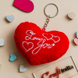 Ecraftindia Heart Shape Love You Pillow Cushion Keychain (Red, White) | Valentine Day Decoration Items | Valentine Gift For Girl