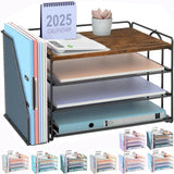 gianotter Wood Paper Organizer With Magazine Holder, Desk Organizers and Accessories, Desk Accessories & Workspace Organizers, F