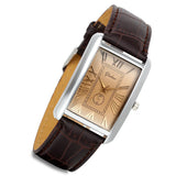 Lancardo Men'S Square Analog Watch Retro Vintage Silver Tone Case Crocodile Pattern Black Leather Strap Business Casual Dress Wr