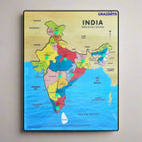 Crazinos Wooden India Map Puzzle for Kids | 29 States Learning Board with Capital Flags | Interactive Geography Educational Jigs