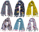 Fusfus WomenS Printed Chiffon Scarves And Stoles, Free Size(Multicolour, Fs2193) Pack Of 6 (Multicolor2)