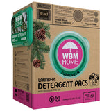 WBM Laundry Detergent Pods - Ultra-Concentrated, Hypoallergenic, Stain-Fighting, Evergreen Scent, 128-Pack, Recyclable Packaging