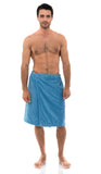 TowelSelections Mens Shower Wrap Adjustable Cotton Terry Velour Wrap Gym Body Cover Up Small/Medium Niagara Blue