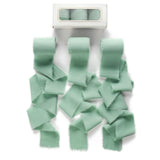 Pretty Jolly Mint Green Chiffon Ribbon for Gift Wrapping 3 Rolls 2 Inch x 7Yd Silk Ribbons Handmade Fringe Fabric Ribbon for Flo