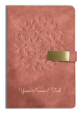 Brown Cloud Personalized Brown/Tan Velvet Finish Self Design Leather Cover Notebook/Diary Ruled With Personalised/Customized Mes
