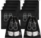 Household Culture 10 Pcs Travel Shoe Bag NonWoven Fabric Dustproof Shoe Bags For Travel (Black)