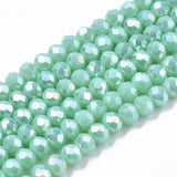10 Strands Faceted Rondelle Glass Beads 4mm Rondelle Briolette Crystal Beads Dark Turquoise AB Color Tiny Spacers 1100pcs for Br