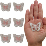 S.A.V.I 6 Pcs Butterfly Embroidered Sew On Patches, White & Blush Pink Thread Work, Organza Mesh Fabric Appliqu For Dresses, Blo