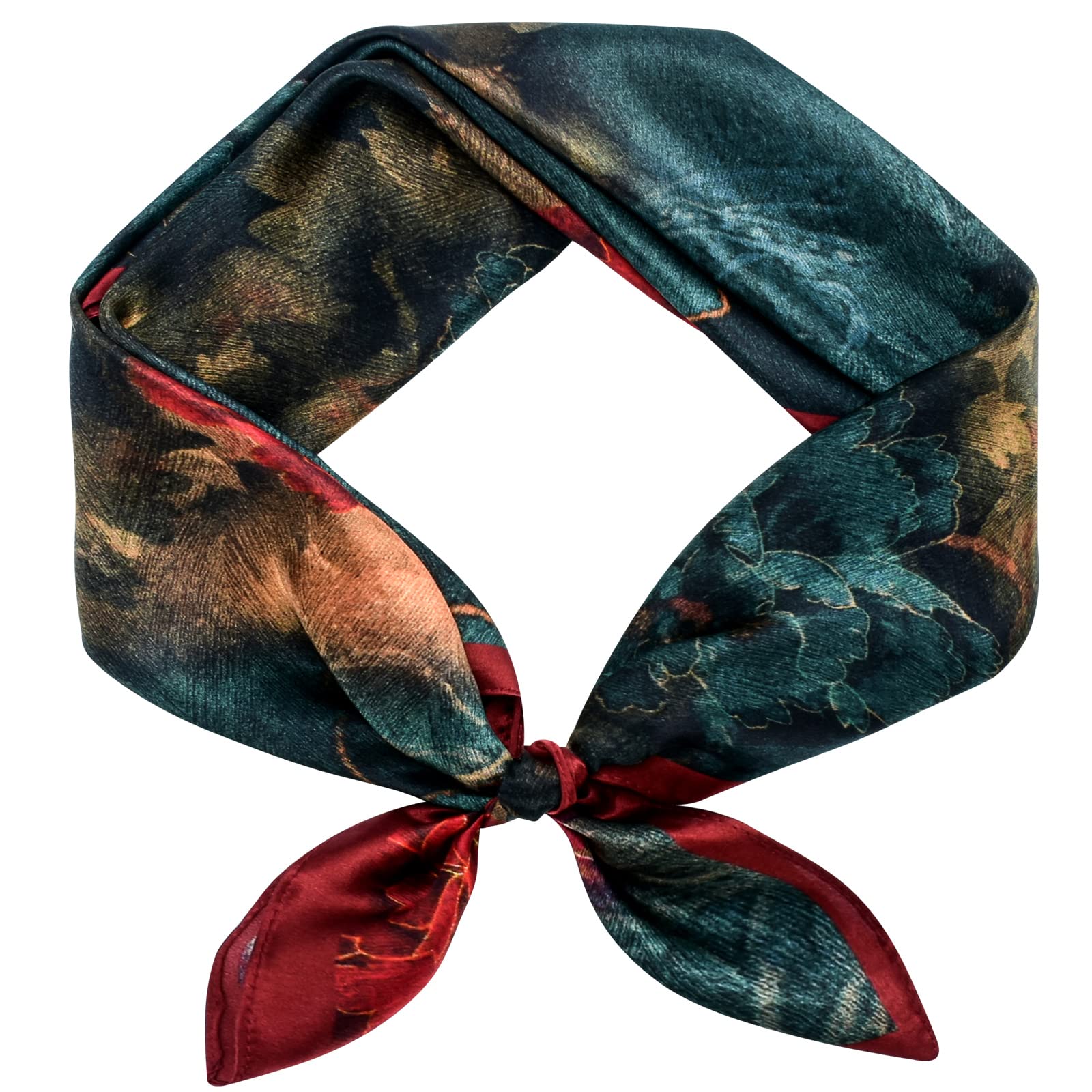 100% Silk Head Scarf For Women - 27 Hair Scarves Satin Head Scarf Bandanas Square Silk Hair Night Sleeping With Gift Packed (F