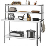 DWVO 48x24in Stainless Steel Table, NSF Metal Prep Worktable with Adjustable Overshelf for Kitchen Restaurant Hotel Garage Wareh