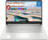 HP 14 Inch Laptop Student Business, with Office Lifetime License & Windows 11 Pro, Intel Dual-Core N4120, 16GB RAM, 384GB Storag