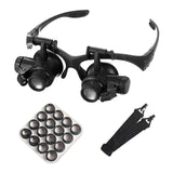mlogiroa Head Mount Magnifying Glass with LED Light, Jewelers Loupe Magnifier with 8 Interchangeable Lens 2.5X/4X/6X/8X/10X/15X/