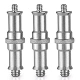 AngelReally 3-Pack 1/4 to 3/8 Inch Aluminum Alloy Metal Male Convertor Threaded Screw Adapter Spigot Stud for Studio Light Stand