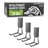 GATOR MAGNETICS MIDI 4 in Open Hooks, 25 lb Heavy Duty Magnetic Hooks for Steel Surfaces, Patented Easy-Release, Non-Slip Grip -